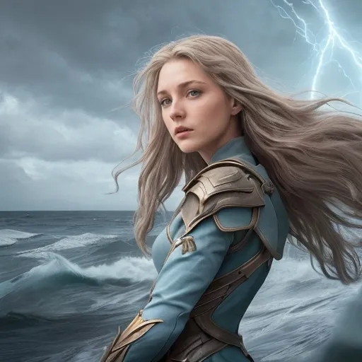 Prompt: Leona knew Elspeth spoke the truth. The tempest within her whispered of distant lands, of battles unseen and worlds in peril. The storm had made her a guardian, a role she could not abandon. With a heavy heart, she turned to the horizon, the call of the tempest growing louder.