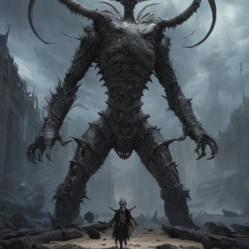 Prompt: The Phyrexian leader emerged from the stronghold's depths, a creature of nightmare and steel, towering over its minions. It had the sly intellect of a thousand minds and the power to manipulate the very essence of life. Leona could feel its hunger, its insatiable desire to consume and corrupt.