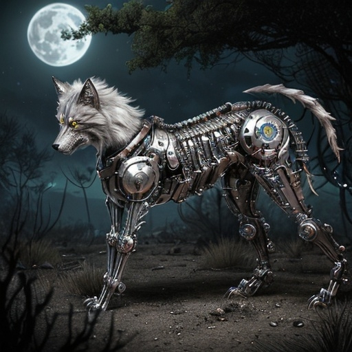 Prompt: The creature, a twisted amalgamation of metal and flesh, lurched through the trees, its mechanical limbs gleaming in the moonlight. Leona felt a shiver of revulsion, but her warrior instincts took over. She moved with the grace of a desert hunter, her eyes narrowed and tail swishing as she stalked the aberrant being.