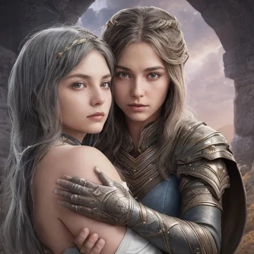 Prompt: The bond between the two grew stronger, their shared values of protection and valor forging a deep friendship amidst the ancient tomes. Leona found comfort in Elspeth's steadfast resolve and was inspired by the human's unshakable belief in the goodness of the Multiverse. In turn, Elspeth saw in Leona the embodiment of the fierce, unyielding spirit that had once driven her own people to greatness.