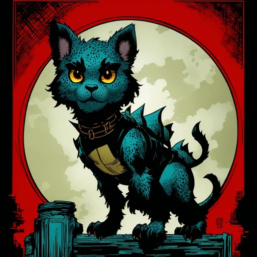 Prompt: a cute chinese dragon puppy, by Francesco Francavilla and Frank Miller and Becky Cloonan and Mike Allred and Mike Mignola and Neal Adams, and Bernie Wrightson and Richard Corben, TIFF