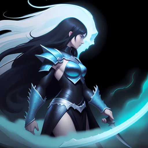 Prompt: xxinky25xx, zrpgstyle, lorica squamata, scale armour, swirling white energy, triumphant woman with flowing black hair wearing black scalemail armor and holding a greatsword, side view, profile view, full body, pale skin, greatsword, , swirling mist, spirits of the dead, scalemail, scale armor, dragonscale armor, ancient battlefield, dark tones, sunset, somber tones, sad ghosts