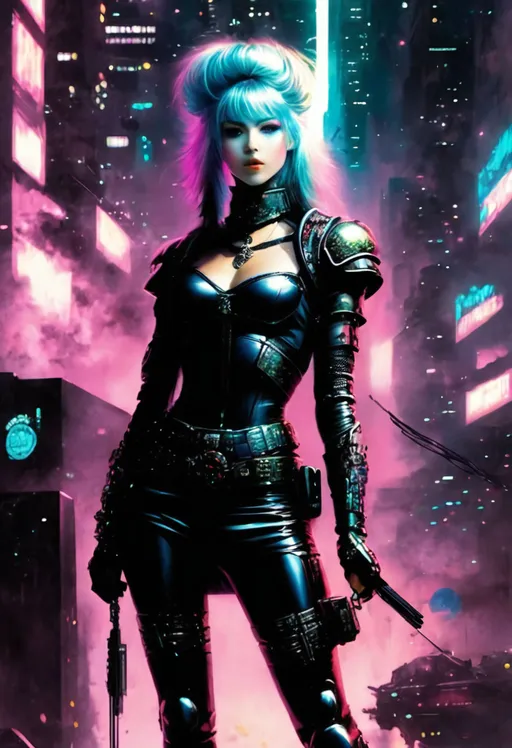 Prompt: techno fantasy rave girl, fantasy sci-fi cyberpunk aesthetic, ↑ ★★★★☆ ✦✦✦✦✦, taschen, TIFF