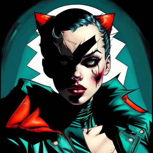 Prompt: by Becky Cloonan and Butcher Billy and Frank Miller, illustration, wearing punk clothing, masterful, dynamic range, comixology, taschen, artstation hq, featured art, promotional image