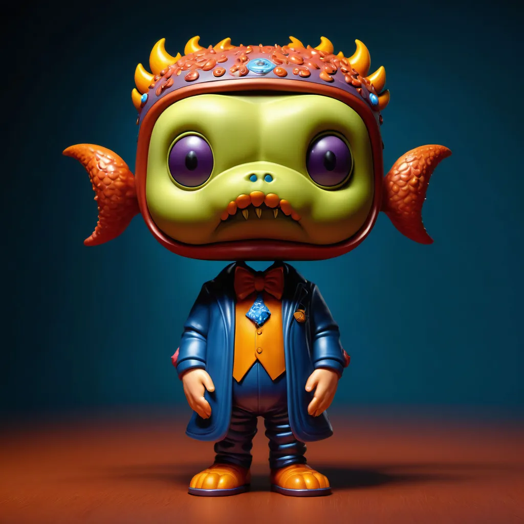 Prompt: cute lovecraftian monster, 3d render funko pop, by Carl Barks, by Charles Burns, cartoon style, TIFF