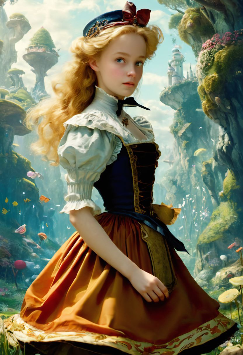 Prompt: a professional photoshoppainting of alice in wonderland 3 d, ↑ ★★★★☆ ✦✦✦✦✦, TIFF, perfect, absurd res, #screenshotsaturday, #myportfolio, pixel perfect, contest winner, 32k huhd, pixiv