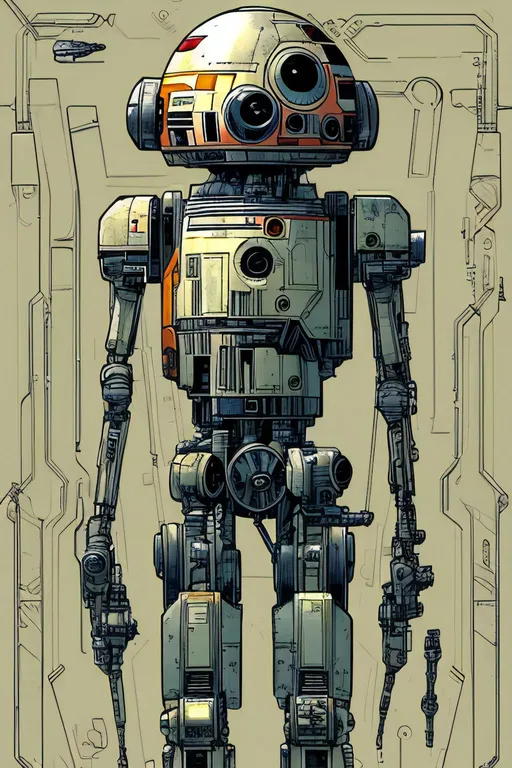Prompt: Star Wars droid, sci-fi Star Wars aesthetic, art by Mattias Adolfsson