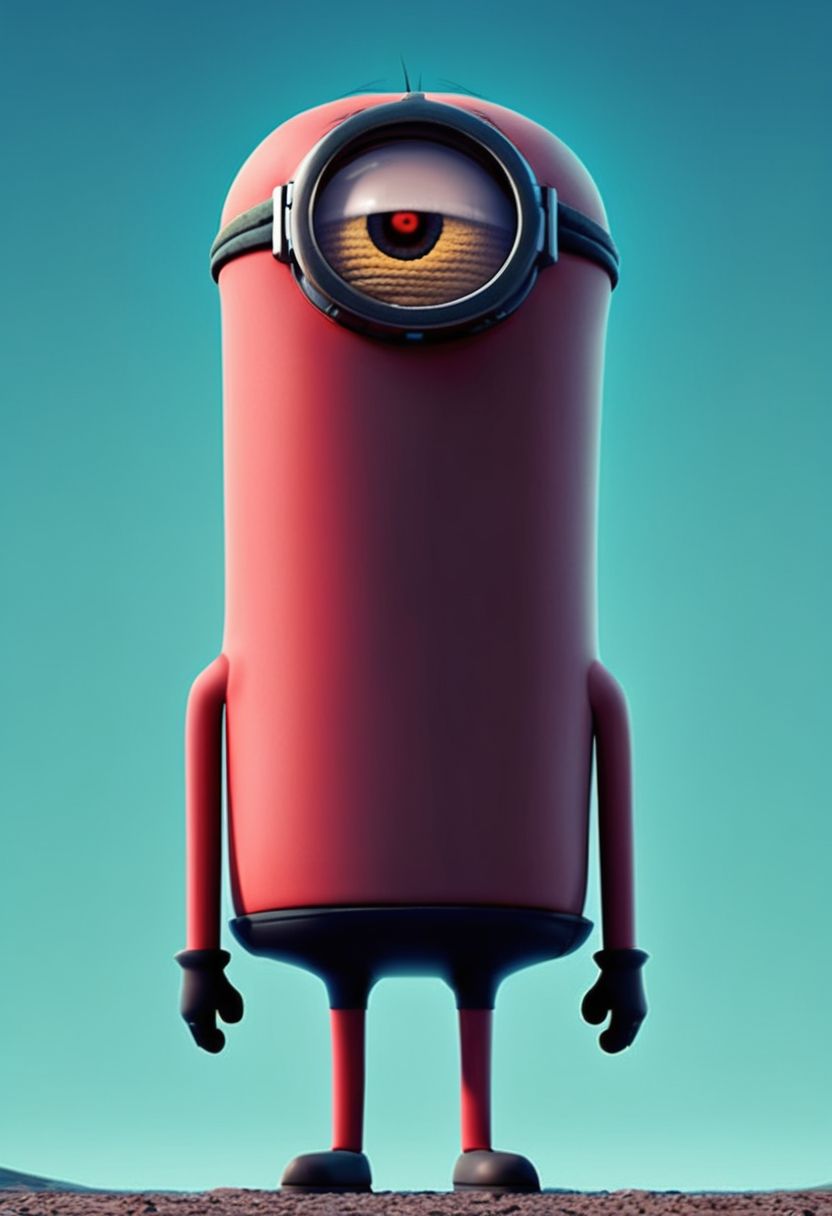 Prompt: A Minion from the movie Minions, retrofuturism, by Simon Stalenhag, behance hd