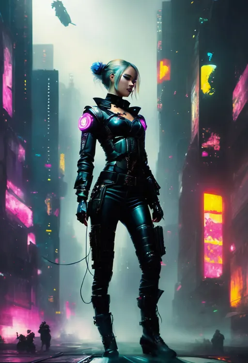 Prompt: techno fantasy rave girl, fantasy sci-fi cyberpunk aesthetic, ↑ ★★★★☆ ✦✦✦✦✦, taschen, TIFF