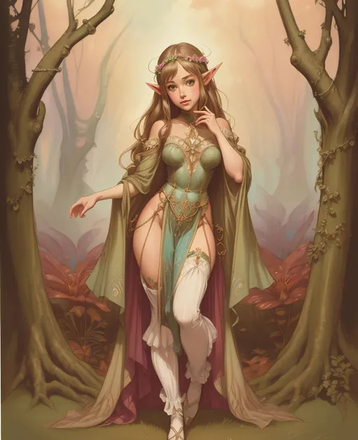Prompt: xxinky25xx, zrpgstyle, gorgeous fantasy forest elf princess, a painting by Jean-Baptiste Monge, neo-romanticism, enchanting, lovely, victorian fantasy aesthetic, elegant, inked, watercolour, highest quality ultra sharp, highly detailed, trending on artforum, behance hd, taschen