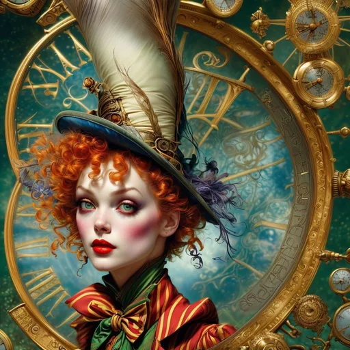 Prompt: Steampunk Mad Hatter, art by Alex Ross and Brian Bolland and Dr. Seuss and John Tenniel and George Cruikshank and Maurice Sendak and Neal Adams, highest quality, ultra sharp, highly detailed, trending on artforum, behance hd, artstation hq, #screenshotsaturday, #myportfolio, pixel perfect