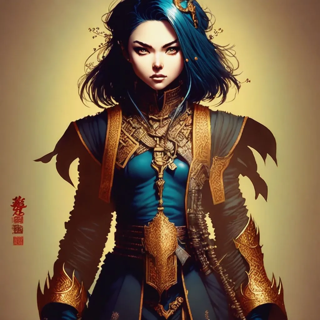 Prompt: a woman, ross tran and michael whelan, by Yuko Shimizu, inspired by Huang Guangjian