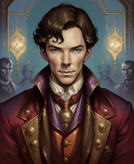 Prompt: xxinky25xx, zrpgstyle, a painting of Benedict Cumberbatch as Sherlock Holmes, cinematic lighting, by Thomas Kinkade, traditional media, stunning, oil on canvas, saturated pointillism, beautiful, & the artist has used bright, very very coherent painting, dreamlike