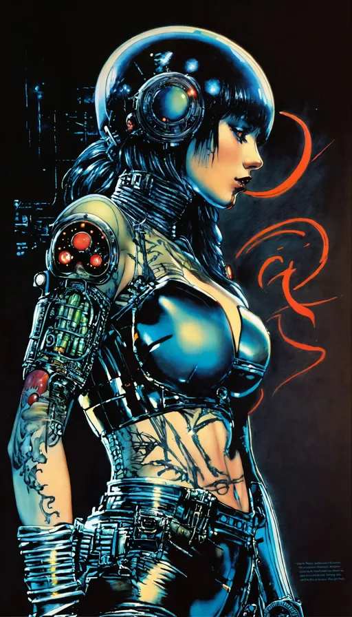 Prompt: dark tattoo, by Clyde Caldwell, retrofuturistic female android, pixel perfect, channeling mana, by amano, latex, tattooed, Akira Toriyama, dug stanat, from 2001, by Mihály Munkácsy, taschen, TIFF