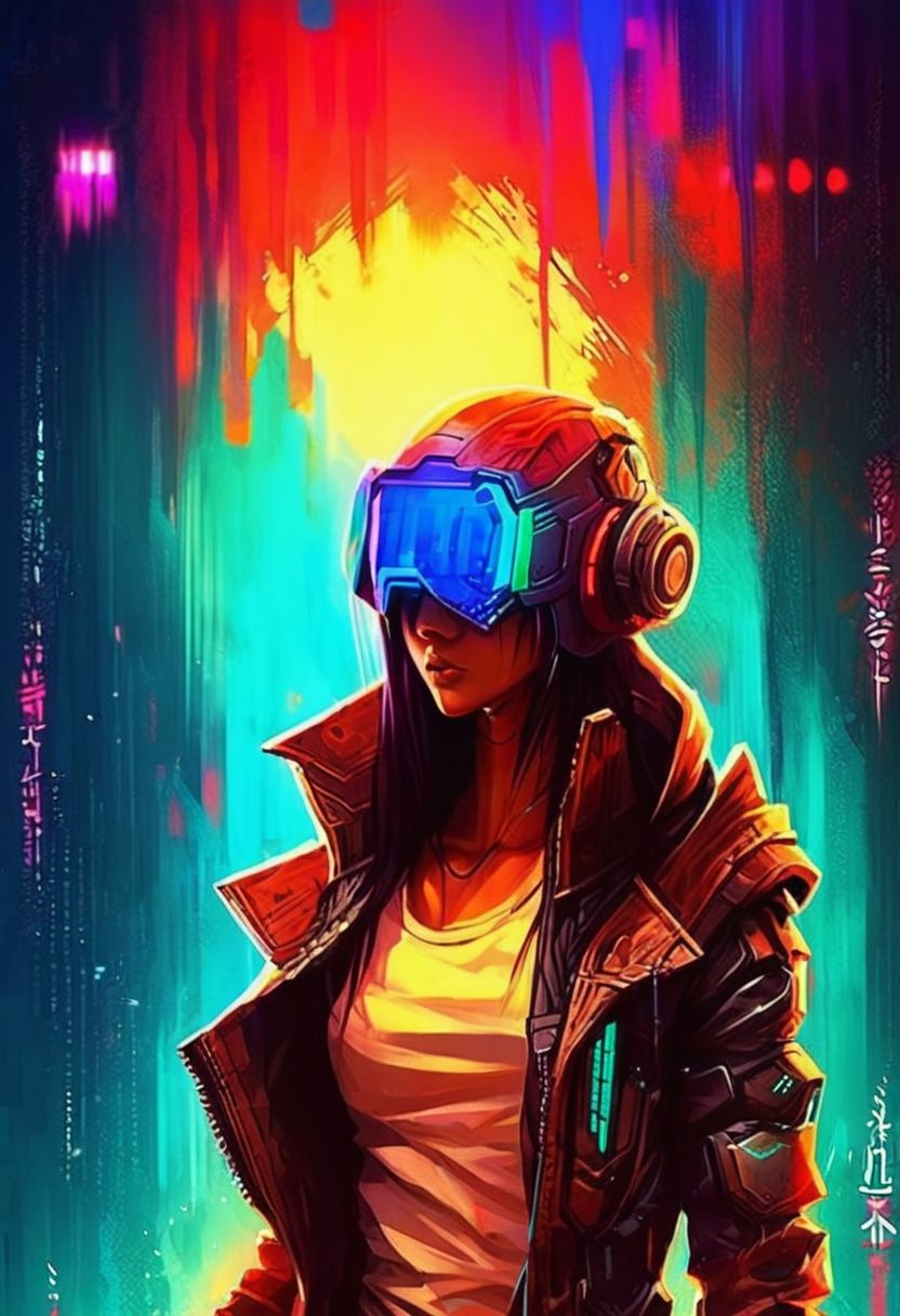 Prompt: Alena Aenami's work depicting a cyberpunk woman, sci-fi cyberpunk aesthetic