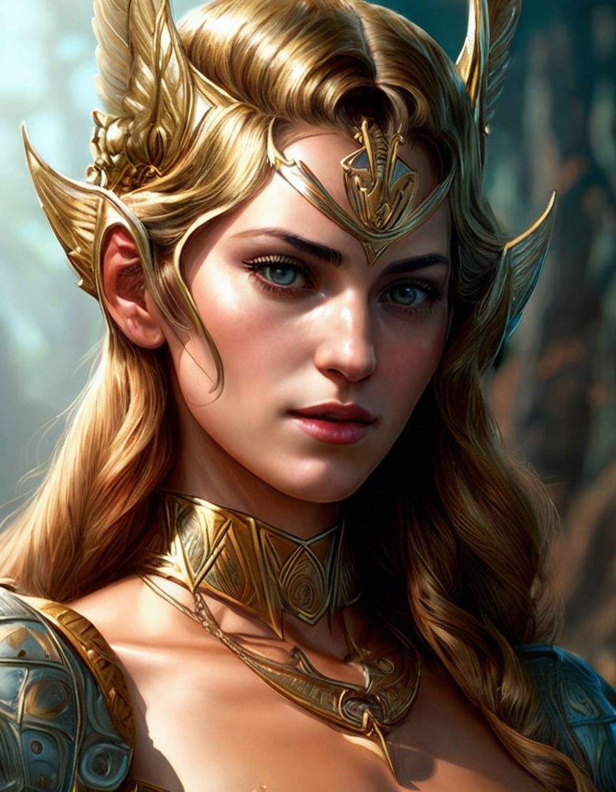 Prompt: amazon valkyrie athena, d & d, fantasy, portrait, highly detailed, headshot, digital painting, artstation hq, concept art, sharp focus, illustration, art by greg rutkowski and magali villeneuve