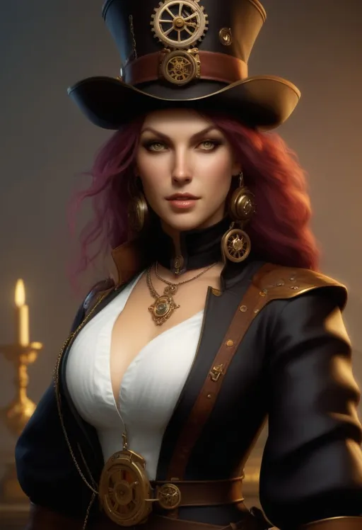 Prompt: steampunk woman pirate, artstation hq, behance hd, on display in the Louvre, TIFF
