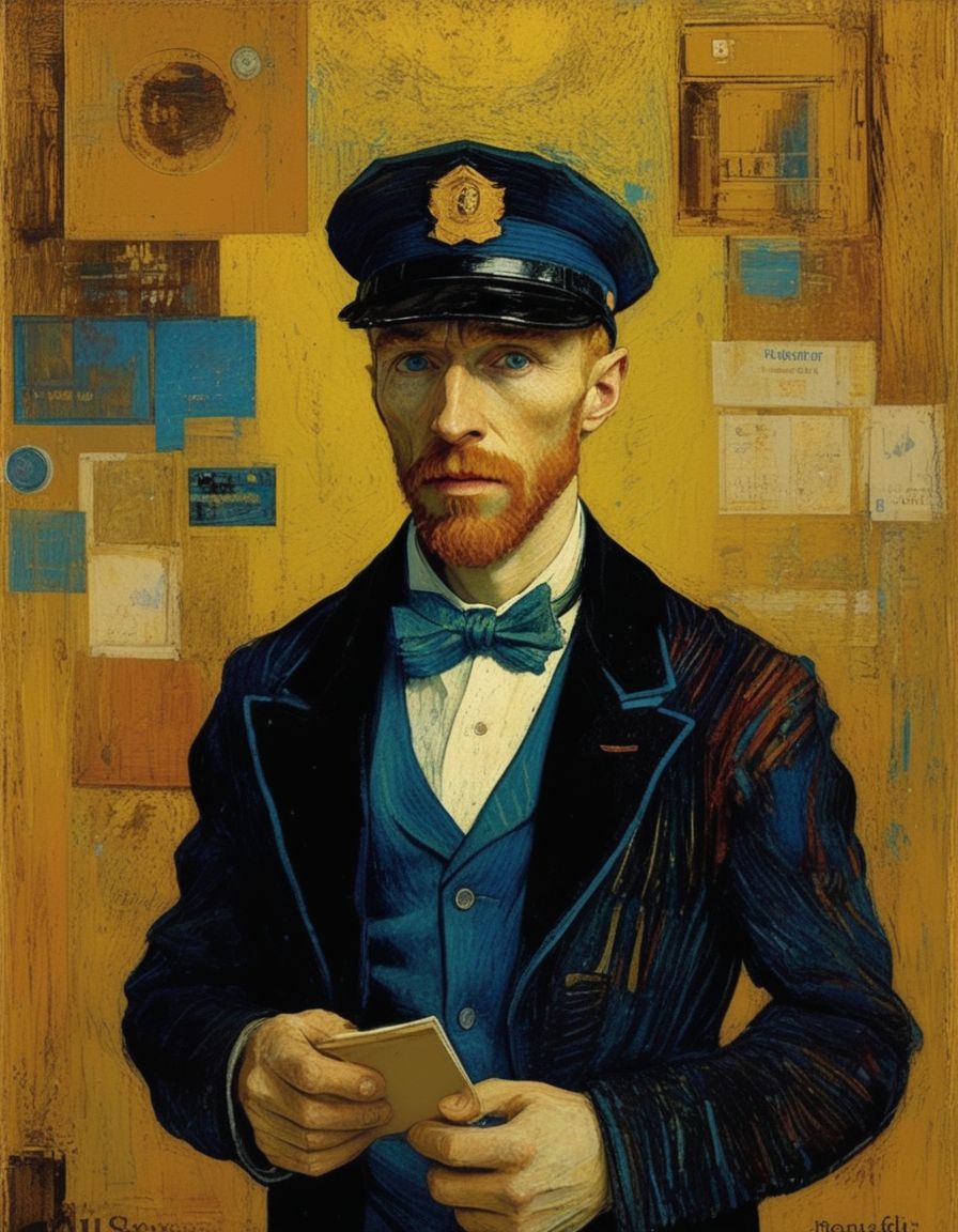 Prompt: Portrait of Vincent Van Gogh as a UPS PACKAGE DELIVERY driver, Pixar, Carne Griffiths, Gil Elvgren, Lou Xaz, Norman Rockwell, WLOP, intricately detailed, 8k cinematic, Reimagined by industrial light and magic, 4k resolution post processing