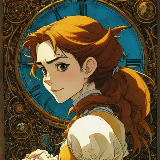 Prompt: by Glenn Keane, by Goro Fujita, Emma Watson as Belle from Disney's Beauty and the Beast, by Hajime Isayama, wearing elaborate necklace, dark baroque gothic fantasy aesthetic, full color manga cover, unusually unique beauty, movie cover