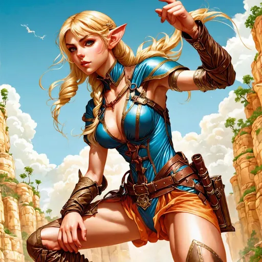 Prompt: Aeon pathfinder kineticist female half-elf, the cover of fables by Bill Willingham, d&d protagonist, comic lines, comic book's cover, epic rpg artwork, warm saturated palette