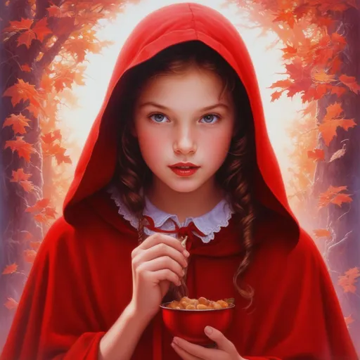 Prompt: a picture of little red riding hood by Drew Struzan, airbrush, movie poster, square image, centered, commision for behance hd, #screenshotsaturday, #myportfolio, pixel perfect, contest winner, 32k huhd, pixiv