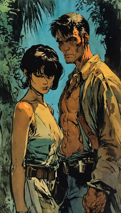 Prompt: disappointed, inspired by Al Williamson, by Steve Argyle, couple, roy krenkel, akihiko yoshida”, slay