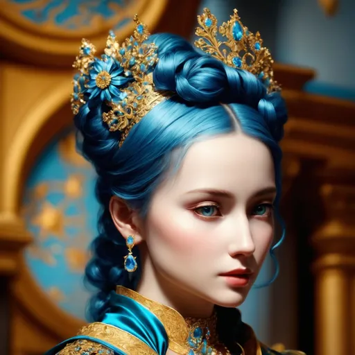 Prompt: blue gemstones, baroque style jewellery design, ray traced image by Rembrandt, neoclassicism, cgsociety, photorealism, vray tracing, cinema4d, ↑ ★★★★☆ ✦✦✦✦✦