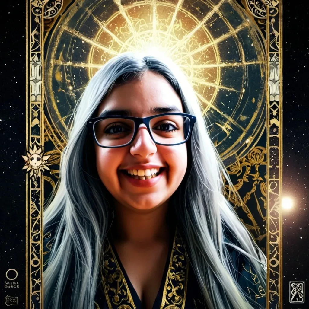Prompt: tarot card Anime illustration, a silver-haired woman, detailed ornate cloth robe, dramatic lighting