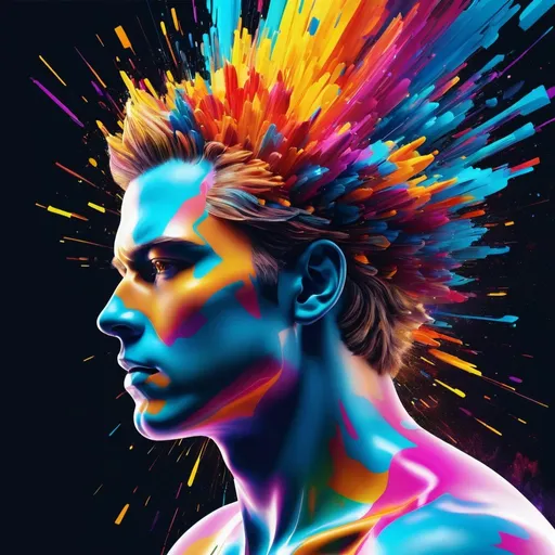 Prompt: Digitally exploding man's head, vibrant and colorful, digital art,<mymodel> high resolution, abstract, exploding head, colorful burst, detailed digital rendering, vibrant hues, dynamic composition, impactful, intense colors, high quality, ultra-detailed, digital art, abstract, vibrant colors, exploding head, dynamic composition, intense, high-res, detailed rendering in 3d 