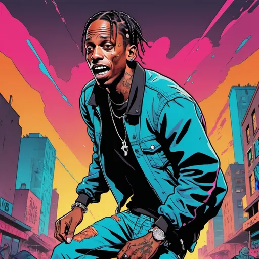 Prompt: Travis Scott in comic art