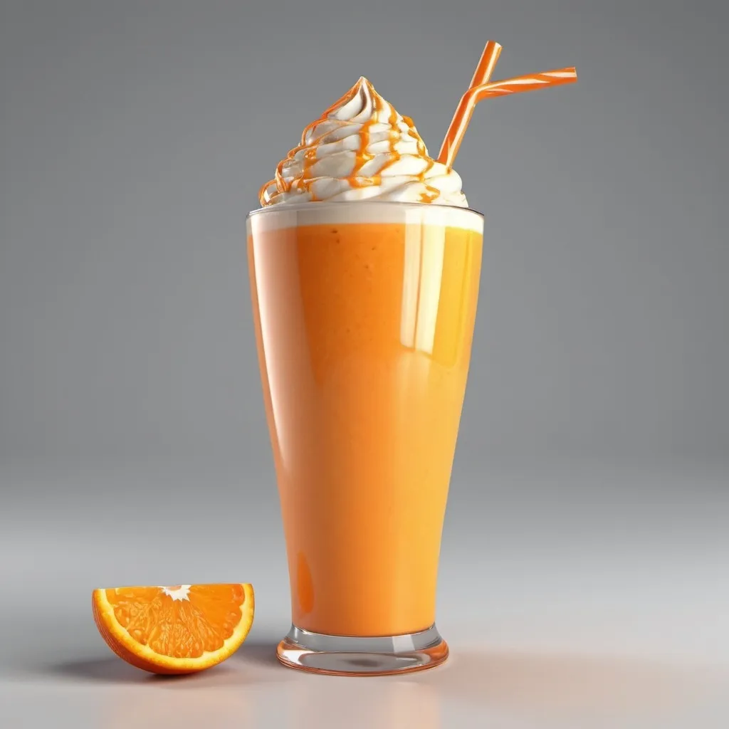 Prompt: 3D image of a orange shake, beautiful orange shake