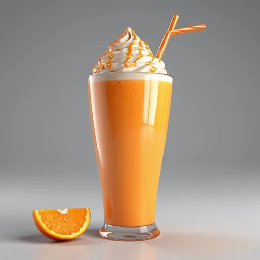 Prompt: 3D image of a orange shake, beautiful orange shake