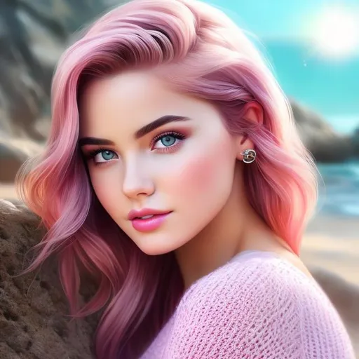 Prompt: Full body Portrait of {teenagers love} with {pink} hair and with cute face, { In a beautiful seashore }, full body, perfect composition, hyperrealistic, super detailed, 8k, high quality, trending art , trending on artstation , sharp focus , Realistic background image of beautiful girls hd, intricate details, highly detailed.