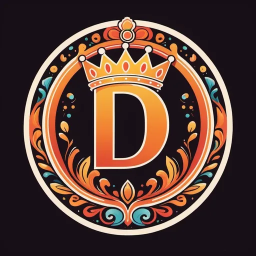 Prompt: Cartoon logo for a project called "Digníssima", (the letter D inside a circle with a crown on top), warm color scheme, stylized as a drawing, focus on teenagers, playful and vibrant colors, cartoon style, friendly and inviting, dynamic lines, fun and engaging, detailed and clean design, visually appealing, high resolution, ultra-detailed, perfect for branding and marketing, cheerful and energetic atmosphere.