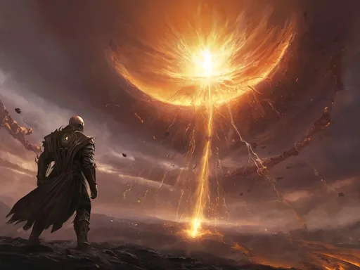 Prompt: black sun destroying all life, , magic the gathering, fantasy art, artstation, award winning, 