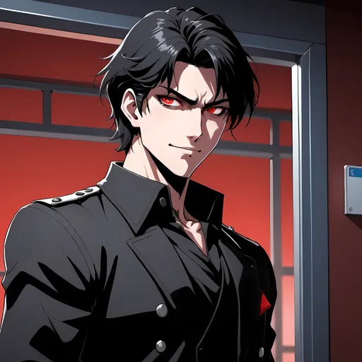 Prompt: (((anime art style))), 1 person, male, black hair, pale skin, wicked smile, hot, villain, handsome, black clothes, red background, black eyes, suave, modern, unhinged smile
BREAK
A man stands in an hospital doorway.
BREAK
action pose, emotion, dynamic pose, detailed pose, detailed faces, accurate anatomy, dark lighting, night time, cold lighting
BREA
90s anime, 80s anime, anime screencap, cartoon, 2d art, romance novel cover, anime, ghibli anime, beserk anime, castlevania anime, ghibli, castlevania, beserk