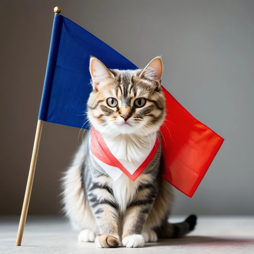 Prompt: A cat with a flag