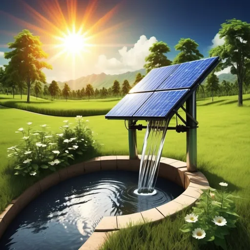 Prompt: Solar tube well with beautiful landscape