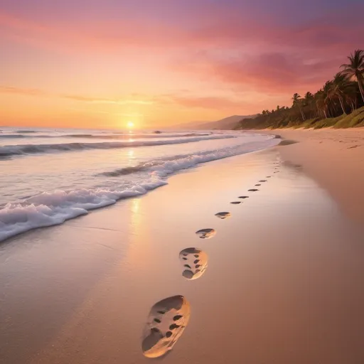 Prompt: footprints on a beach 