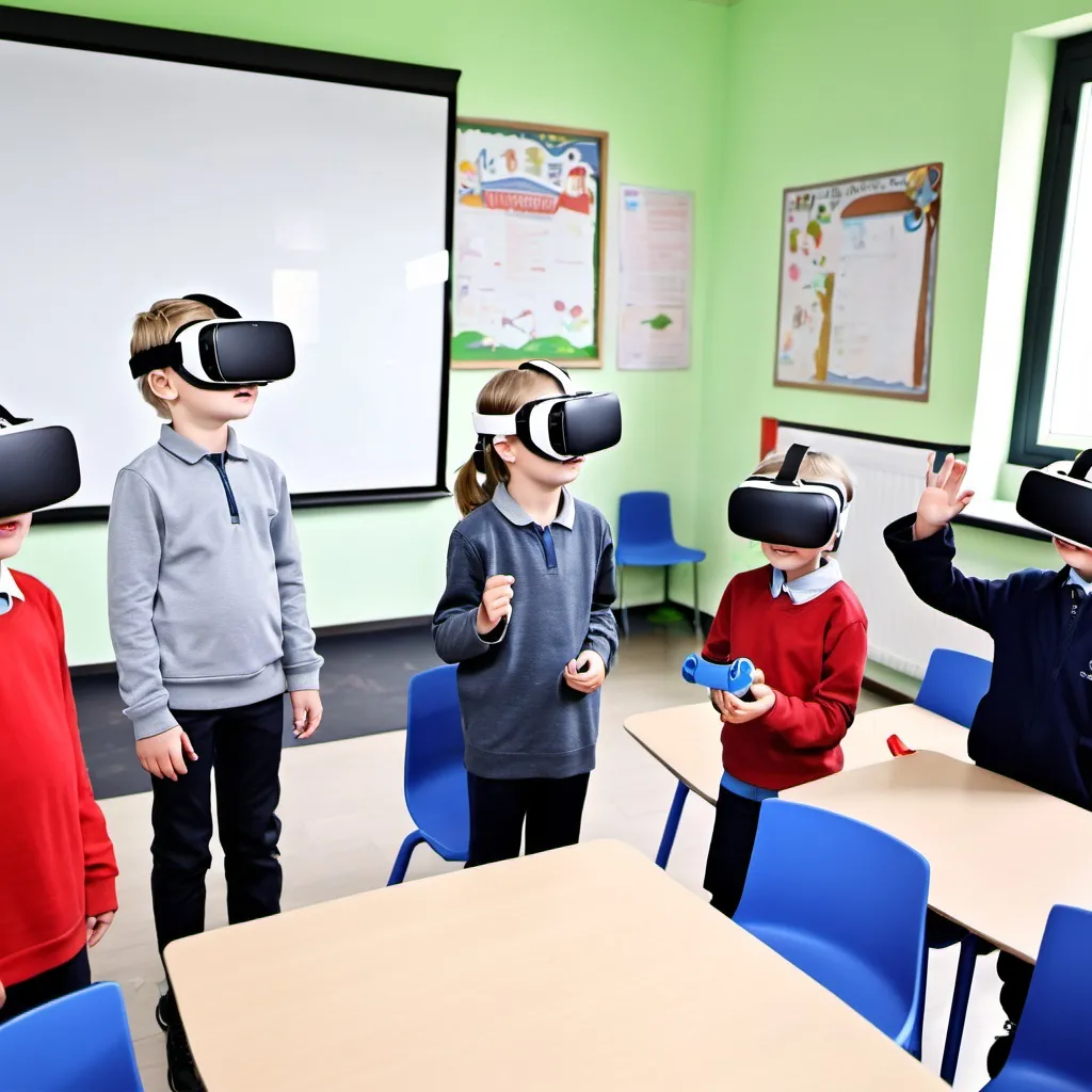 Prompt: Preparations for virtual reality lessons" primary school