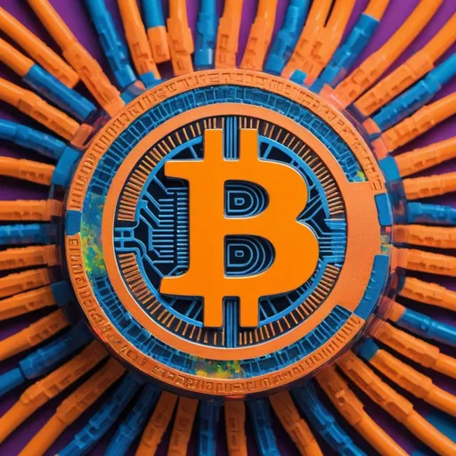 Prompt: bitcoin asics in a colorful theme