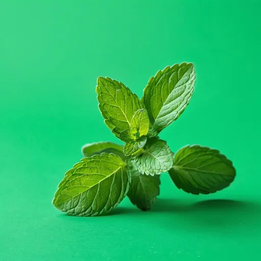 Prompt: A mint in a green background