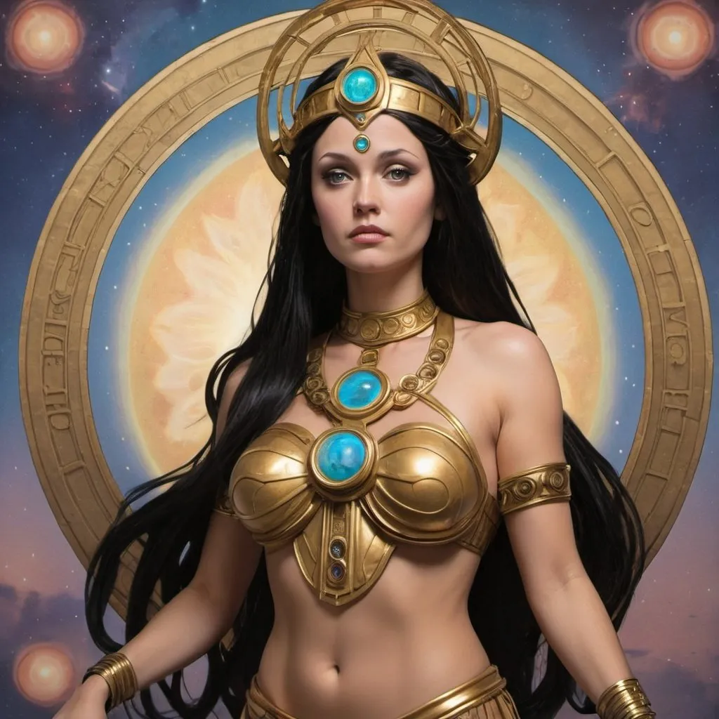 Prompt: THE GODDESS PROMETHEA IN THE STYLE OF R2ROH