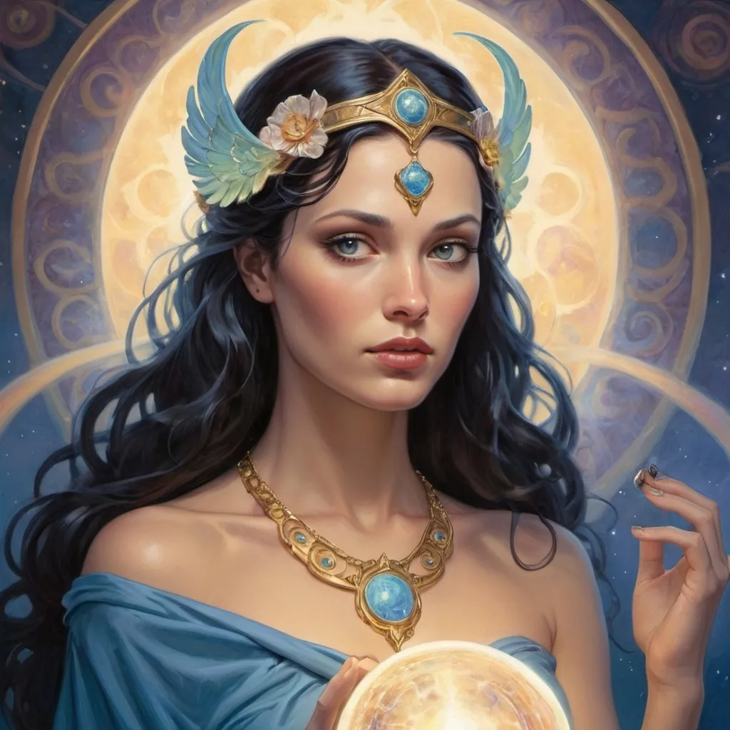 Prompt: Promethea is often depicted as beautiful in various ways, reflecting both her physical appearance and her symbolic significance. Artists may portray her as stunningly attractive, radiating an otherworldly grace and enchantment. Her beauty often transcends conventional standards, capturing a sense of divine or ethereal allure. However, perceptions of beauty can be subjective, and different readers or viewers may interpret and appreciate her beauty differently.
