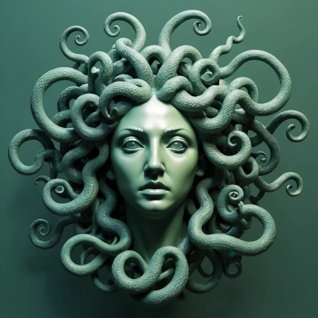 medusa with snakes as hair flowing encapsulating her