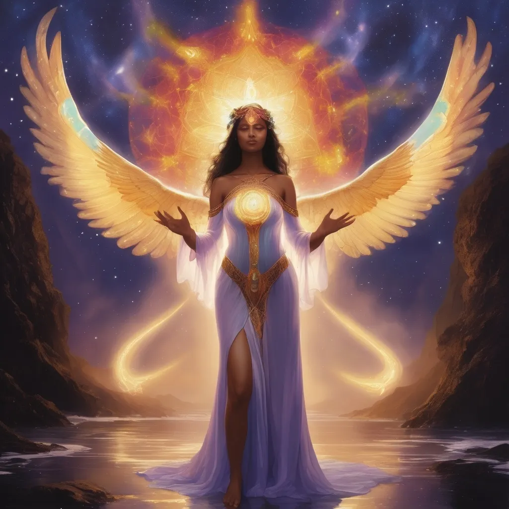 Prompt: Promethea's light oh shining bright
Bridge of realms through darkest night
Unveil your soul let spirit soar
Feel her magic evermore