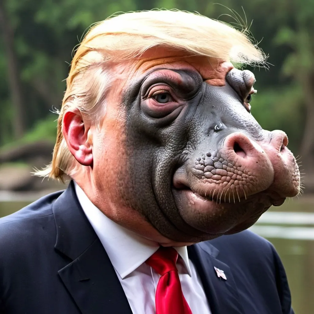 Prompt: Donald Trump crossed with a hippopotamus