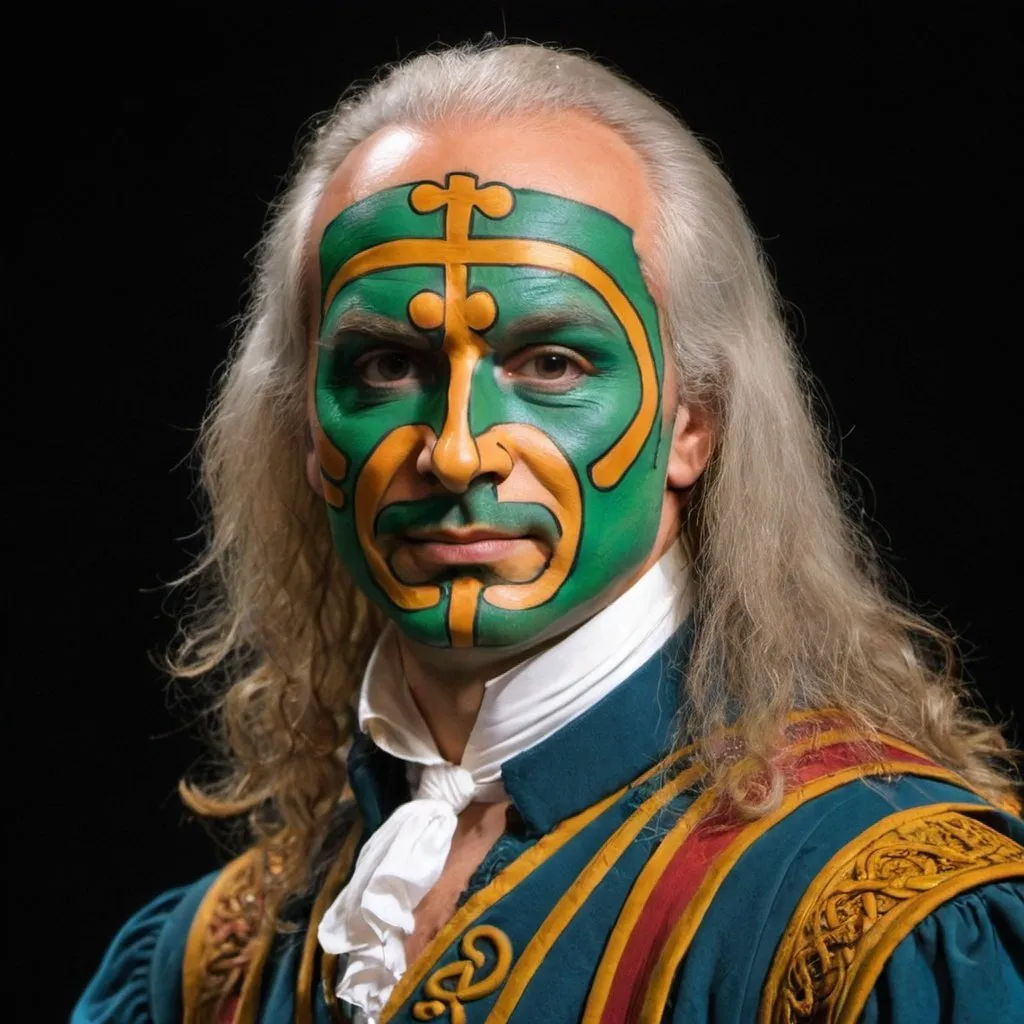 Prompt: antonio vivaldi in celtic warrior facepaint