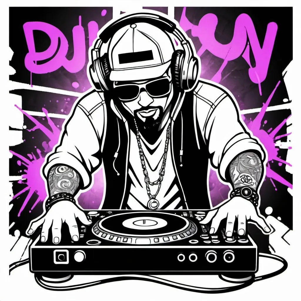 Coloring page Graffitti cartoon dj character reveal...