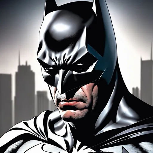 Prompt: Batman

Without his cowl on. 
Close up cool image